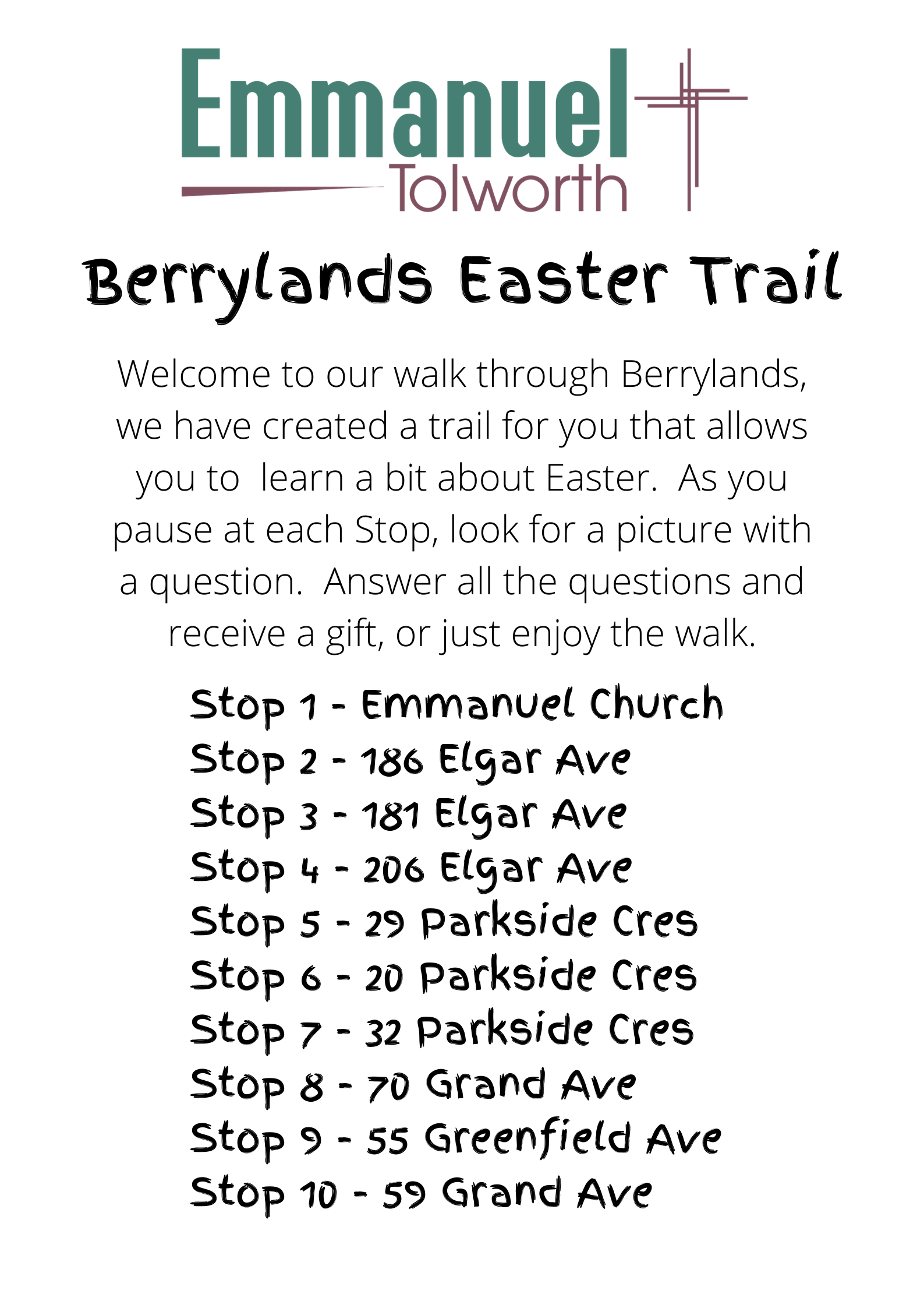 Berrylands Easter Trail Description